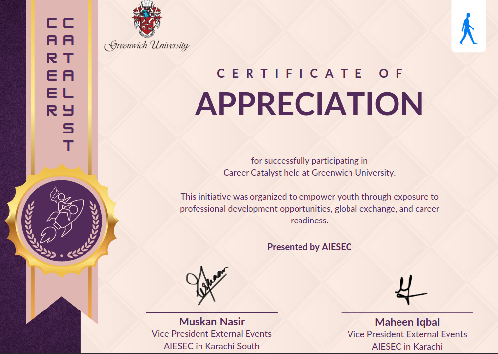 Aisec Career Catalyst Workshop certificate preview